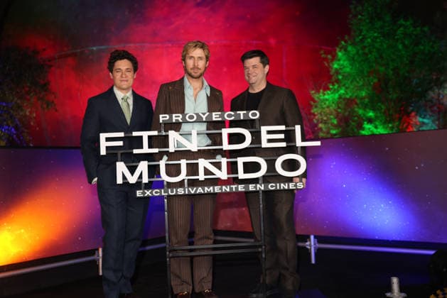 March 13, 2026, Mexico City, Ciudad de Mexico, Mexico: Director Phil Lord, Actor Ryan Gosling and Director Christopher Miller pose for photos during the Project Hail Mary Photocall at Papalote Museo del NioÂ±o. on March 13, 2026 in Mexico City, Mexico. Mexico City Mexico - ZUMAe321 20260313_zea_e321_009 Copyright: xYamakxPereax