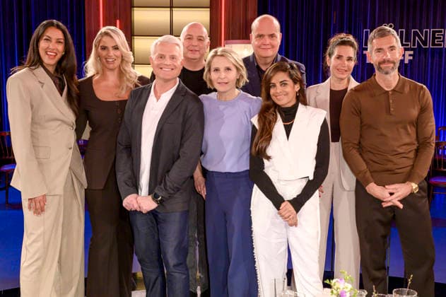 Rebecca Mir, Angelina Kirsch, Guido Cantz, Frank Goosen, Susan Link, Robin Alexander, Collien Monica Fernandes, Dagmar Rosenfeld und Micky Beisenherz bei der Aufzeichnung der WDR-Talkshow Kölner Treff im WDR Studio BS 3. Köln, 13.03.2026