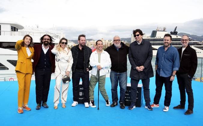 El Langui, Joaquin Mazon and Leo Harlem at photocall film La Familia Beneton +2 during the 29 edition of Malaga Film Festival in Malaga on Saturday, 14 March 2026. Cordon Press 