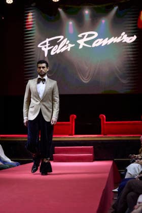 Félix Ramiro presents his new collection at OMODA Madrid es Moda A model during a fashion show presenting the new collection of Félix Ramiro, at the Teatro Magno, on March 14, 2026, in Madrid Spain The firm founded by Félix Ramiro presents its new collection at OMODA Madrid es Moda Félix Ramiro is a mens design firm with more than three decades of experience, recognized for its combination of avant-garde, tradition and craftsmanship, tradition and craftsmanship Specializing in suits for groom, ceremony, executive and sport, stands out for the quality and precision of its garments Its founder, Felix Ramiro, discovered his vocation as a tailor in the 80s and, after training and obtaining national recognition, started in 1988 a brand that tod Copyright: xJesusxHellinx 7365711