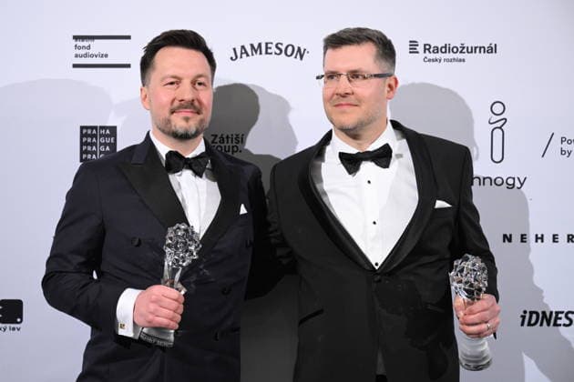 Czech Film and Television Academy (CFTA) presents Czech Lion annual film awards at the 33rd annual ceremony in Congress Centre Prague, on March 14, 2026. The award for Best Sound was presented to Juraj Mravec (right) and Petr Cechak for the film The Broken Voices. (CTKxPhoto MichalxKamaryt) CTKPhotoP2026031406400  CTKPhotoP2026031406400