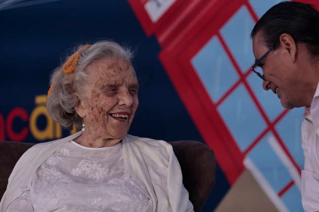 March 14, 2026, Mexico City, Cdmx, Mexico: At the Coyoaco¡n Book Fair, the presentation Women Who Write, Worlds That Change was given by Mexican writer and journalist ELENA PONIATOWSKA, along with Mexican writer, activist, academic critic, and professor MARGO GLAZ. They discussed the role of women in writing, history, and education in Mexico, offering a different perspective from a feminist standpoint. Mexico City Mexico - ZUMAp204 20260314_zip_p204_013 Copyright: xJosuexPerezx