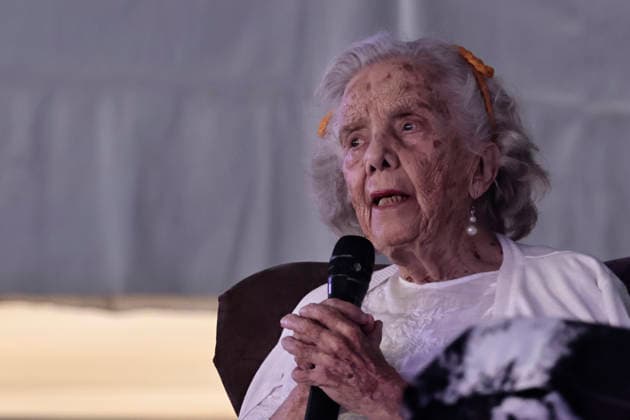 March 14, 2026, Mexico City, Cdmx, Mexico: At the Coyoaco¡n Book Fair, the presentation Women Who Write, Worlds That Change was given by Mexican writer and journalist ELENA PONIATOWSKA, along with Mexican writer, activist, academic critic, and professor MARGO GLAZ. They discussed the role of women in writing, history, and education in Mexico, offering a different perspective from a feminist standpoint. Mexico City Mexico - ZUMAp204 20260314_zip_p204_034 Copyright: xJosuexPerezx