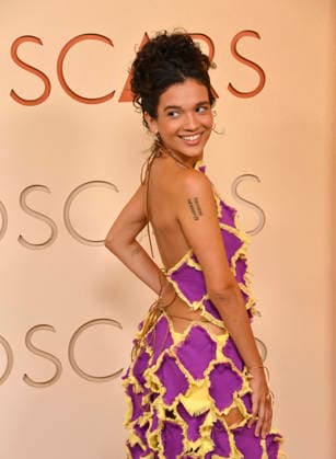 Laura Lufési arrives on the red carpet for the 98th annual Academy Awards in the Hollywood section of Los Angeles on Sunday, March 15, 2026. Conan O Brien will host the Oscars for the second consecutive year.  LAP20260315135 JIMxRUYMEN