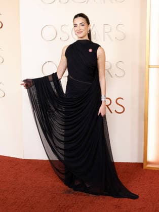 Saja Kilani arrives on the red carpet for the 98th annual Academy Awards in the Hollywood section of Los Angeles on Sunday, March 15, 2026. Conan O Brien will host the Oscars for the second consecutive year.  LAP20260315412 JOHNxANGELILLO