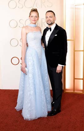 Guido Wolter (R) and guest arrive on the red carpet for the 98th annual Academy Awards in the Hollywood section of Los Angeles on Sunday, March 15, 2026. Conan O Brien will host the Oscars for the second consecutive year.  LAP20260315429 JOHNxANGELILLO