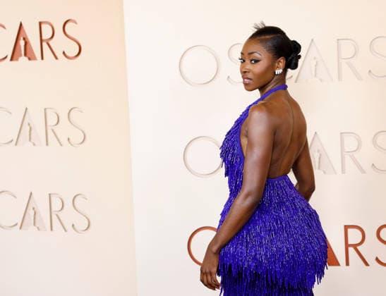Jayme Lawson arrives on the red carpet for the 98th annual Academy Awards in the Hollywood section of Los Angeles on Sunday, March 15, 2026. Conan O Brien will host the Oscars for the second consecutive year.  LAP20260315478 JOHNxANGELILLO