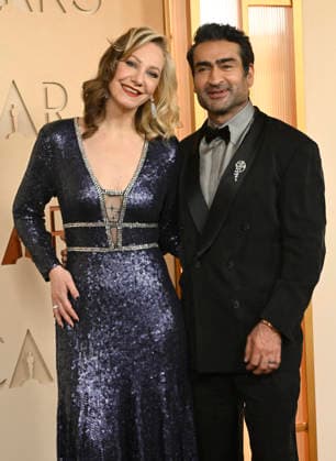 HOLLYWOOD, CA - MARCH 15: Emily V. Gordon and Kumail Nanjiani at the 98th Oscars at Dolby Theatre on March 15, 2026 in Hollywood, California. Copyright: xMediaPunchx