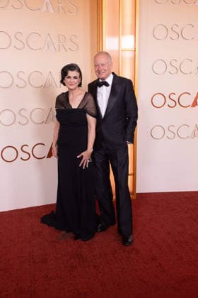 Megan Everett-Skarsgard and Stellan Skarsgard arrive on the red carpet of the 98th OscarsÂ® at the DolbyÂ® Theatre at Ovation Hollywood on Sunday, March 15, 2026. Los Angeles CA USA  35008568PLX
