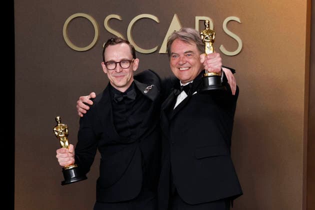 March 15, 2026, Hollywood, California, USA: (L-R) Maciek Szczerbowski and Chris Lavis in the press room of the 98th Annual Academy Awards on Sunday March 15, 2026 at the Dolby Theater in Hollywood, California. BURT HARRIS BNS PI Hollywood USA  - ZUMAp124 20260315_zaa_p124_280 Copyright: xBurtxHarrisx
