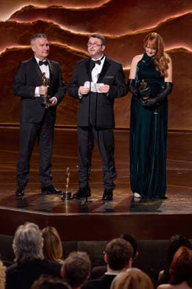 98th Oscars, Academy Awards Jordan Samuel, Mike Hill, and Cliona Furey accept the Oscar for Makeup and Hairstyling during the 98th Oscars at the Dolby Theatre at Ovation Hollywood on Sunday, March 15, 2026., Credit:Trae Patton The Academy Avalon United States of America, CA, Hollywood, Dolby Theater  Copyright: xTraexPattonx xThexAcademyx xAvalonx 1083370587