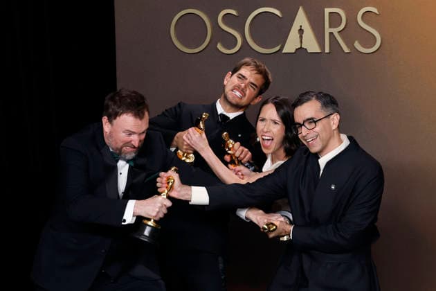 March 15, 2026, Hollywood, California, USA: (L-R) Jack Piatt, Sam A. Davis, Natalie Musteata and Alexandre Singh in the press room of the 98th Annual Academy Awards on Sunday March 15, 2026 at the Dolby Theater in Hollywood, California. BURT HARRIS BNS PI Hollywood USA  - ZUMAp124 20260315_zaa_p124_291 Copyright: xBurtxHarrisx