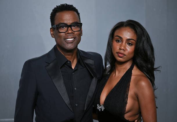 Chris Rock and Zahra Rock arrive on the red carpet at the 2026 Vanity Fair Oscar Party Hosted By Mark Guiducci at Los Angeles County Museum of Art in Los Angeles, California on Sunday, March 15, 2026.  LAP202603154069 CHRISxCHEW