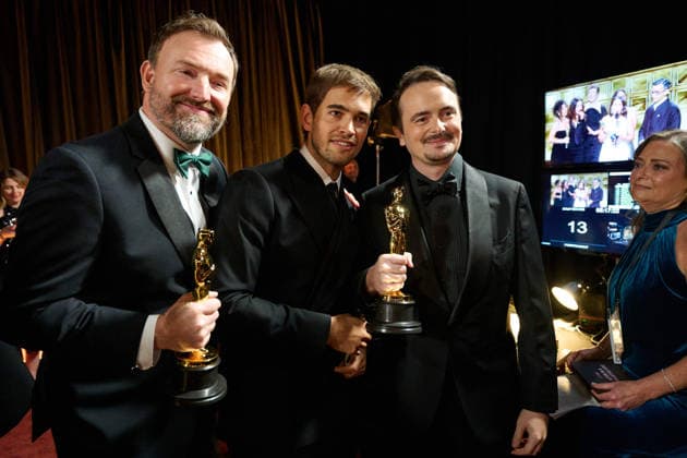 David Breschel, Sam A. Davis, and Jack Piatt pose backstage with the OscarÂ® for Live Action Short Film during the 98th OscarsÂ® at DolbyÂ® Theatre at Ovation Hollywood on Sunday, March 15, 2026. Los Angeles CA USA  350081177PLX
