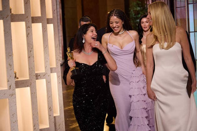 Cassandra Kulukundis backstage after winning the OscarÂ® for Casting with Chase Infiniti and Gwyneth Paltrow during the 98th OscarsÂ® at DolbyÂ® Theatre at Ovation Hollywood on Sunday, March 15, 2026. Los Angeles CA USA  350081269PLX