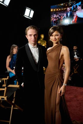 Robert Pattinson and Zendaya pose backstage during the live 98th OscarsÂ® at the Dolby Theatre at Ovation Hollywood in Los Angeles, CA, on Sunday, March 15, 2026. Los Angeles CA USA  350081276PLX
