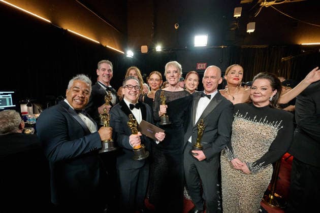 Al Nelson, Gareth John, Gwendolyn Yates Whittle, Gary Rizzo and Juan Peralta pose backstage with the OscarÂ® for Sound during the 98th OscarsÂ® at DolbyÂ® Theatre at Ovation Hollywood on Sunday, March 15, 2026. Los Angeles CA USA  350081279PLX