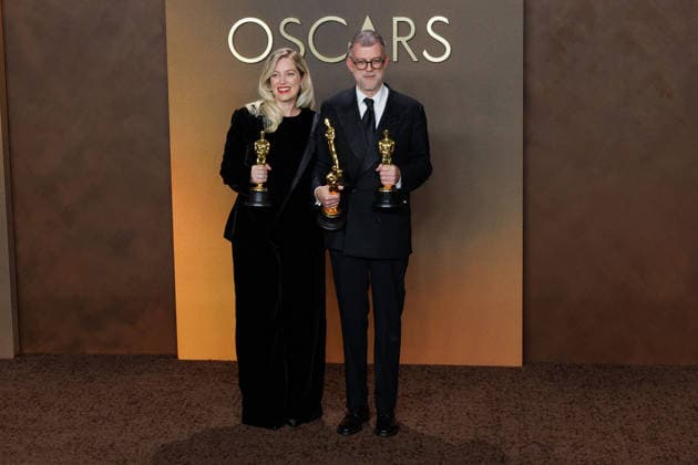 March 15, 2026, Hollywood, California, USA: (L-R) Producer, Sara Murphy, winner of Best Picture and Paul Thomas Anderson, winner of the Best Adapted Screenplay, Best Director and Best Picture Awards for Ã¢â‚¬oeOne Battle After AnotherÃ¢â‚¬Â, pose in the press room of the 98th Annual Academy Awards on Sunday March 15, 2026 at the Dolby Theater in Hollywood, California. PRENSA INTERNACIONAL Hollywood USA - ZUMAp124 20260315_zaa_p124_358 Copyright: xPrensaxInternacionalx