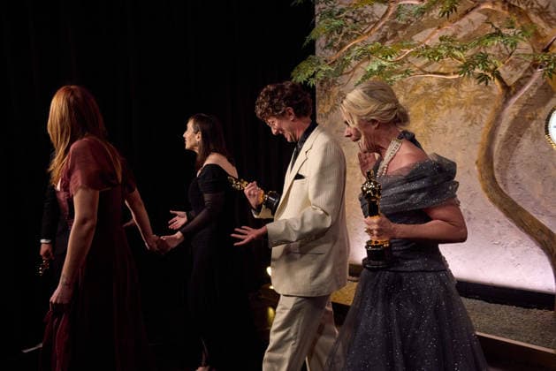 David Borenstein and Helle Faber pose backstage with the OscarÂ® for Documentary Feature Film during the live ABC Telecast of the 98th OscarsÂ® at DolbyÂ® Theatre at Ovation Hollywood on Sunday, March 15, 2026. Los Angeles CA USA  350081294PLX