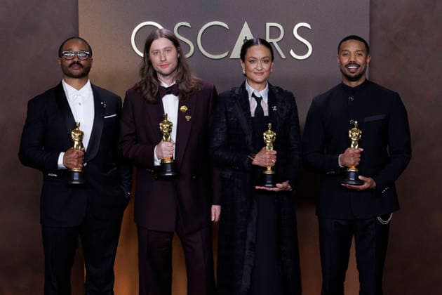 March 15, 2026, Hollywood, California, USA: (L-R) Ryan Coogler, Ludwig Goransson, Autumn Durald Arkapaw and Michael B. Jordan in the press room of the 98th Annual Academy Awards on Sunday March 15, 2026 at the Dolby Theater in Hollywood, California. BURT HARRIS BNS PI Hollywood USA - ZUMAp124 20260315_zaa_p124_416 Copyright: xBurtxHarrisx