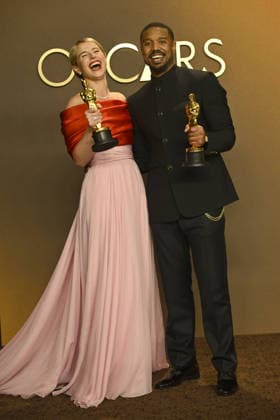 Winners in the press room of the 98th Academy Awards at Dolby Thetre in Los Angeles Featuring: Jessie Buckley and Michael B. Jordan Where: Los Angeles, California, United States When: 15 Mar 2026 Credit: Valerie Goodloe MediaPunch INSTARimages EDITORIAL USE ONLY. NOT FOR USE BY NEWSPAPERS BASED IN THE UK. Copyright: xx instar55555618