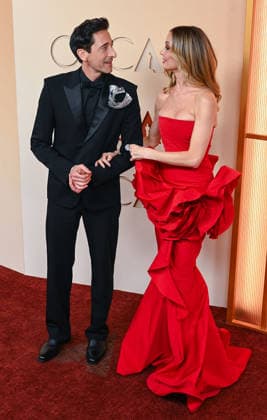 March 15, 2026, Hollywood, California, USA: Adrien Brody and Georgina Chapman at the red carpet of the 98th Annual Academy Awards on Sunday March 15, 2026 at the Dolby Theater in Hollywood, California. EFREN LANDOS BNS PI Hollywood USA  - ZUMAp124 20260315_zaa_p124_499 Copyright: xEfrenxLandosx