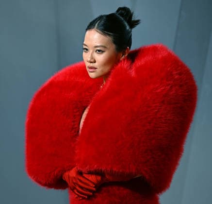 K-Pop Demon Hunters Rei Ami arrives for the Vanity Fair Oscar Party at LACMA s new David Geffen Galleries in Los Angeles, California on Sunday, March 15, 2026.  LAP202603157035 CHRISxCHEW