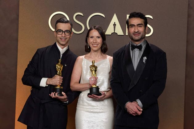 Alexandre Singh, Natalie Musteata and Kumail Nanjiani pose backstage during the live 98th OscarsÂ® at the Dolby Theatre at Ovation Hollywood in Los Angeles, CA, on Sunday, March 15, 2026. Los Angeles CA USA  350081377PLX