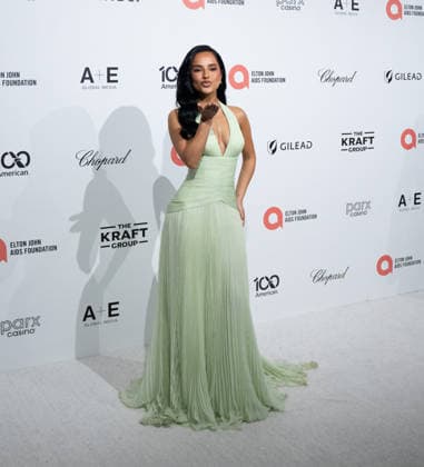 34th Annual Elton John AIDS Foundation Academy Awards Viewing Party Becky G arrives on the red carpet of the 34th Annual Elton John AIDS Foundation Academy Awards Viewing Party at West Hollywood Park in Hollywood California on March 15, 2026. (Contributing Photographer, Connor Terry) West Hollywood California United States Copyright: xConnorxTerry imageSPACEx