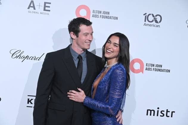 Dua Lipa, Callum Turner at arrivals for 34th Annual Elton John AIDS Foundation Academy Awards Viewing Party, West Hollywood Park, Los Angeles, CA, March 15, 2026. Photo By: Michael Mattes Everett Collection 34th Annual Elton John AIDS Foundation Academy Awards Viewing Party PUBLICATIONXNOTxINxCANxCHNxFRAxITAxJPNxNORxPOLxRUSxESPxUKxUSA