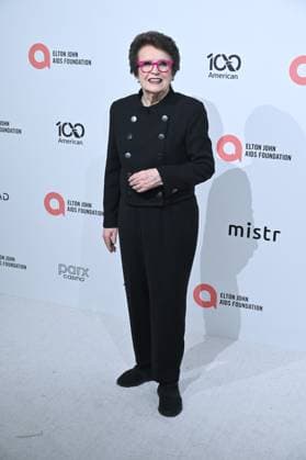 Billie Jean King at arrivals for 34th Annual Elton John AIDS Foundation Academy Awards Viewing Party, West Hollywood Park, Los Angeles, CA, March 15, 2026. Photo By: Michael Mattes Everett Collection 34th Annual Elton John AIDS Foundation Academy Awards Viewing Party PUBLICATIONXNOTxINxCANxCHNxFRAxITAxJPNxNORxPOLxRUSxESPxUKxUSA