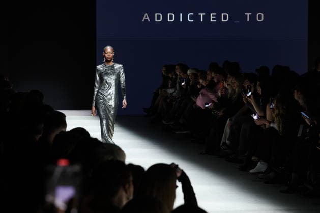 RUSSIA, MOSCOW - MARCH 16, 2026: A model showcases creations during a runway show for Addicted_to as part of the 6th Moscow Fashion Week at the Manege Central Exhibition Hall (Moscow Manege) Moscow Russia  - ZUMAt113 20260316_zaa_t113_284 Copyright: xValeryxSharifulinx