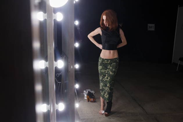 RUSSIA, MOSCOW - MARCH 16, 2026: A model is seen before a runway show for Capparel as part of the 6th Moscow Fashion Week at the Manege Central Exhibition Hall (Moscow Manege). Arina Antonova TASS  90144748