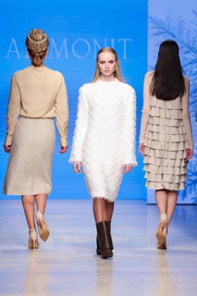 RUSSIA, MOSCOW - MARCH 16, 2026: Models showcase creations during a runway show for Ammonit as part of the 6th Moscow Fashion Week at the Manege Central Exhibition Hall (Moscow Manege). Valery Sharifulin TASS  90143636