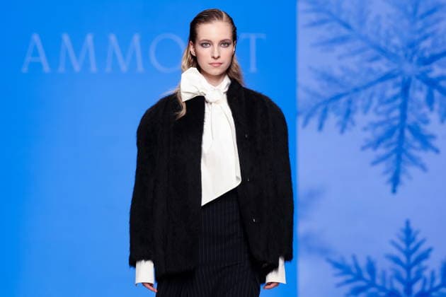 RUSSIA, MOSCOW - MARCH 16, 2026: A model showcases creations during a runway show for Ammonit as part of the 6th Moscow Fashion Week at the Manege Central Exhibition Hall (Moscow Manege). Valery Sharifulin TASS  90143815