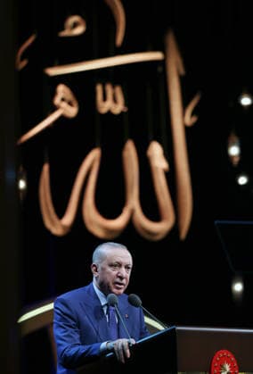 Turkish President Recep Tayyip Erdogan ANKARA, TURKIYE – MARCH 16: (----EDITORIAL USE ONLY - MANDATORY CREDIT - TURKISH PRESIDENCY MURAT KULA HANDOUT - NO MARKETING NO ADVERTISING CAMPAIGNS - DISTRIBUTED AS A SERVICE TO CLIENTS----) Turkish President Recep Tayyip Erdogan delivers a speech during Holy Quran Recitation Competition Awards Ceremony at the Bestepe Nation’s Exhibition Hall in Ankara, Turkiye on March 16, 2026. Turkish Presidency Murat Kula Anadolu Ankara Turkey. Editorial use only. Please get in touch for any other usage.  Copyright: x2026xAnadoluxTurkishxPresidencyx xMuratxKulax
