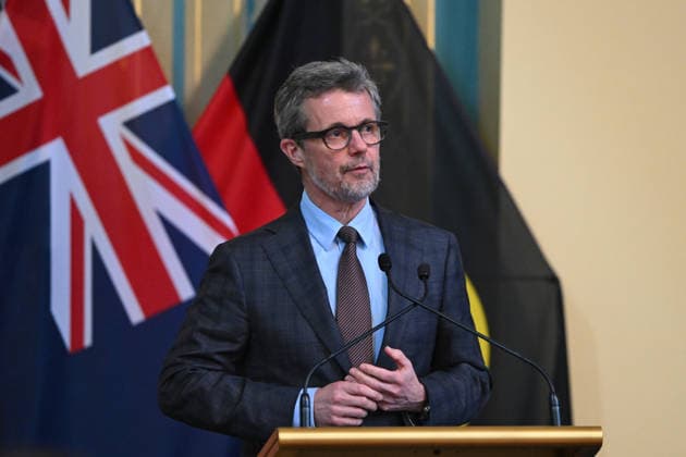 DENMARK ROYALS AUSTRALIA VISIT, Denmark s King Frederik X speaks during the business reception at Government House in Melbourne, Tuesday, March 17, 2026. ( NO ARCHIVING Melbourne Victoria Australia  Copyright: xJamesxRossx 20260317144763748937