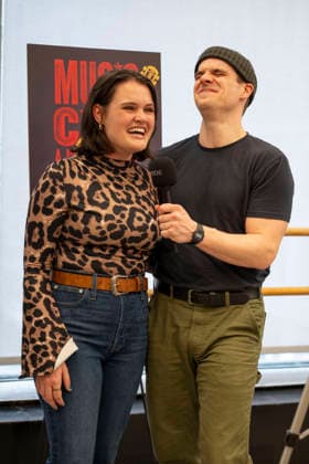 March 16, 2026, New York, New York, USA: CASEY SHULER and STEPHEN MICHAEL SPENCER have a bit of fun while doing interviews at Ripley Grier Studios in New York to celebrate the Off-Broadway Musical, Music City. 16 March 2026. New York USA - ZUMAa265 20260316_zep_a265_058 Copyright: xEricxAcquayex
