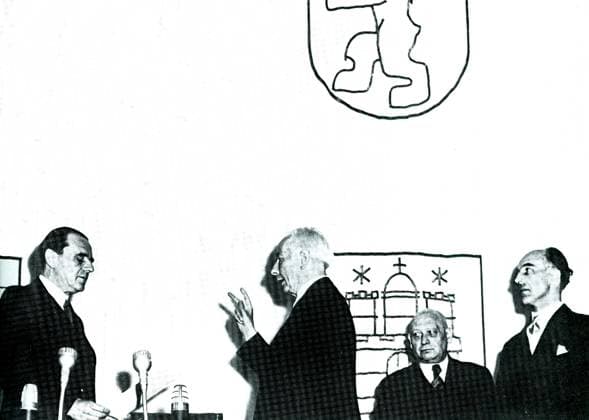 RECORD DATE NOT STATED Theodor Heuss (1884-1963) sworn in as President of the Federal Republic of Germany, 1949-1959. Copyright: xWorldxHistoryxArchivex