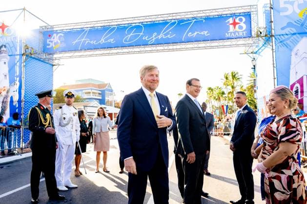 ORANJESTAD - King Willem-Alexander is attending the central commemorative ceremony in Aruba marking forty years of Status Aparte and fifty years of the Aruban flag and national anthem. The ceremony focused on national unity, identity, and the shared history of the kingdom. MISCHA SCHOEMAKER ANP netherlands out - belgium out  Copyright: xx x553704428x originalFilename: 553704428.jpg