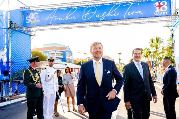 ORANJESTAD - King Willem-Alexander is attending the central commemorative ceremony in Aruba marking forty years of Status Aparte and fifty years of the Aruban flag and national anthem. The ceremony focused on national unity, identity, and the shared history of the kingdom. MISCHA SCHOEMAKER ANP netherlands out - belgium out  Copyright: xx x553706244x originalFilename: 553706244.jpg