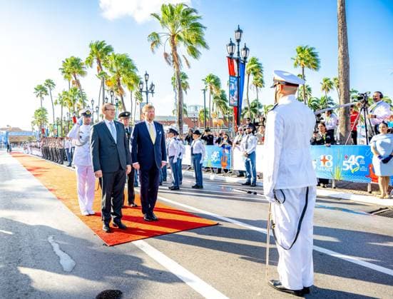 ORANJESTAD - King Willem-Alexander is attending the central commemorative ceremony in Aruba marking forty years of Status Aparte and fifty years of the Aruban flag and national anthem. The ceremony focused on national unity, identity, and the shared history of the kingdom. MISCHA SCHOEMAKER ANP netherlands out - belgium out  Copyright: xx x553707150x originalFilename: 553707150.jpg