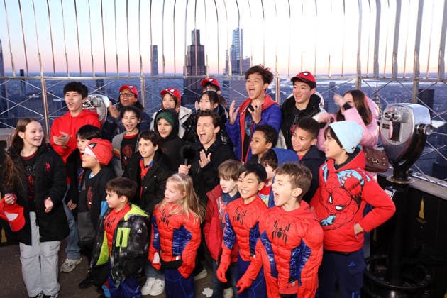 Tom Holland with Spider-Man fans help launch the official trailer for Columbia Pictures Spider-Man: Brand New Day at the Empire State Building Featuring: Tom Holland Where: New York, New York, United States When: 18 Mar 2026 Credit: Marion Curtis StarPix for Columbia Pictures INSTARimages EDITORIAL USE ONLY. NOT FOR USE BY NEWSPAPERS BASED IN THE UK. Copyright: xx instar55564018