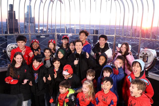 Tom Holland with Spider-Man fans help launch the official trailer for Columbia Pictures Spider-Man: Brand New Day at the Empire State Building Featuring: Tom Holland Where: New York, New York, United States When: 18 Mar 2026 Credit: Marion Curtis StarPix for Columbia Pictures INSTARimages EDITORIAL USE ONLY. NOT FOR USE BY NEWSPAPERS BASED IN THE UK. Copyright: xx instar55564020