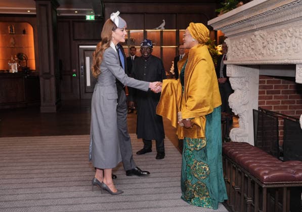 . 18 03 2026. Windsor , United Kingdom. Prince William and Kate Middleton, The Prince and Princess of Wales, receive President of Nigeria Bola Ahmed Tinubu and First Lady Oluremi Tinubu at the Fairmont Windsor Park hotel in Windsor on day one of their state visit to the UK.  xi-Imagesx xPoolx IIM-26645-0076