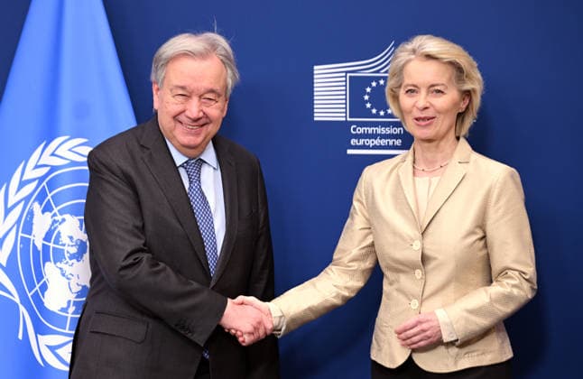 News Bilder des Tages Antonio Guterres - Ursula von der Leyen meeting in Brussels BRUSSELS, BELGIUM - MARCH 18: Secretary-General of the United Nations Antonio Guterres (L) meets with European Commission President Ursula von der Leyen (R) in Brussels, Belgium on March 18, 2026. Dursun Aydemir Anadolu Brussels Belgium. Editorial use only. Please get in touch for any other usage.  Copyright: x2026xAnadoluxDursunxAydemirx