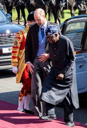 . 18 03 2026. Windsor , United Kingdom. King Charles III, Queen Camilla ,Prince William and Kate Middleton, the Prince and Princess of Wales, with President of Nigeria Bola Ahmed Tinubu and First Lady Oluremi Tinubu ,as they arrive in Windsor on the first day of their state visit to the UK.  xi-Imagesx xPoolx IIM-26645-0110