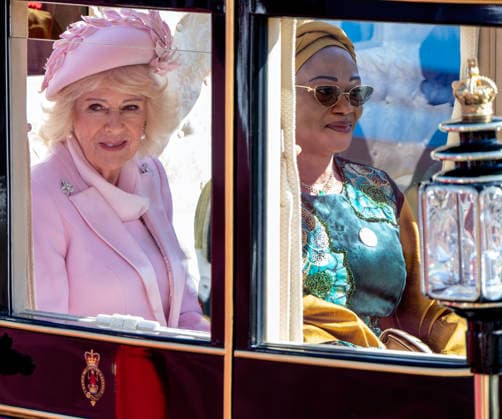 . 18 03 2026. Windsor , United Kingdom. King Charles III, Queen Camilla ,Prince William and Kate Middleton, the Prince and Princess of Wales, with President of Nigeria Bola Ahmed Tinubu and First Lady Oluremi Tinubu ,as they arrive in Windsor on the first day of their state visit to the UK.  xi-Imagesx xPoolx IIM-26645-0119