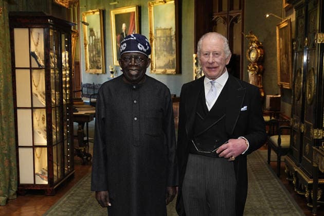 . 18 03 2026. Windsor , United Kingdom. King Charles III and Queen Camilla hold an audience with President of Nigeria Bola Ahmed Tinubu and First Lady Oluremi Tinubu at Windsor Castle, on the first day of their state visit to the UK.  xi-Imagesx xPoolx IIM-26645-0127