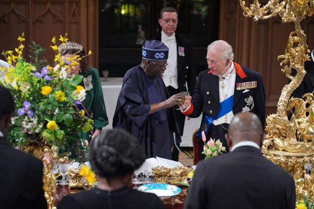 . 18 03 2026. Windsor , United Kingdom. King Charles III ,Queen Camilla, Prince William and Kate Middleton, the Prince and Princess of Wales, with President of Nigeria Bola Ahmed Tinubu and First Lady Oluremi Tinubu at a State Banquet at Windsor Castle, on the first day of their state visit to the UK.  xi-Imagesx xPoolx IIM-26645-0147